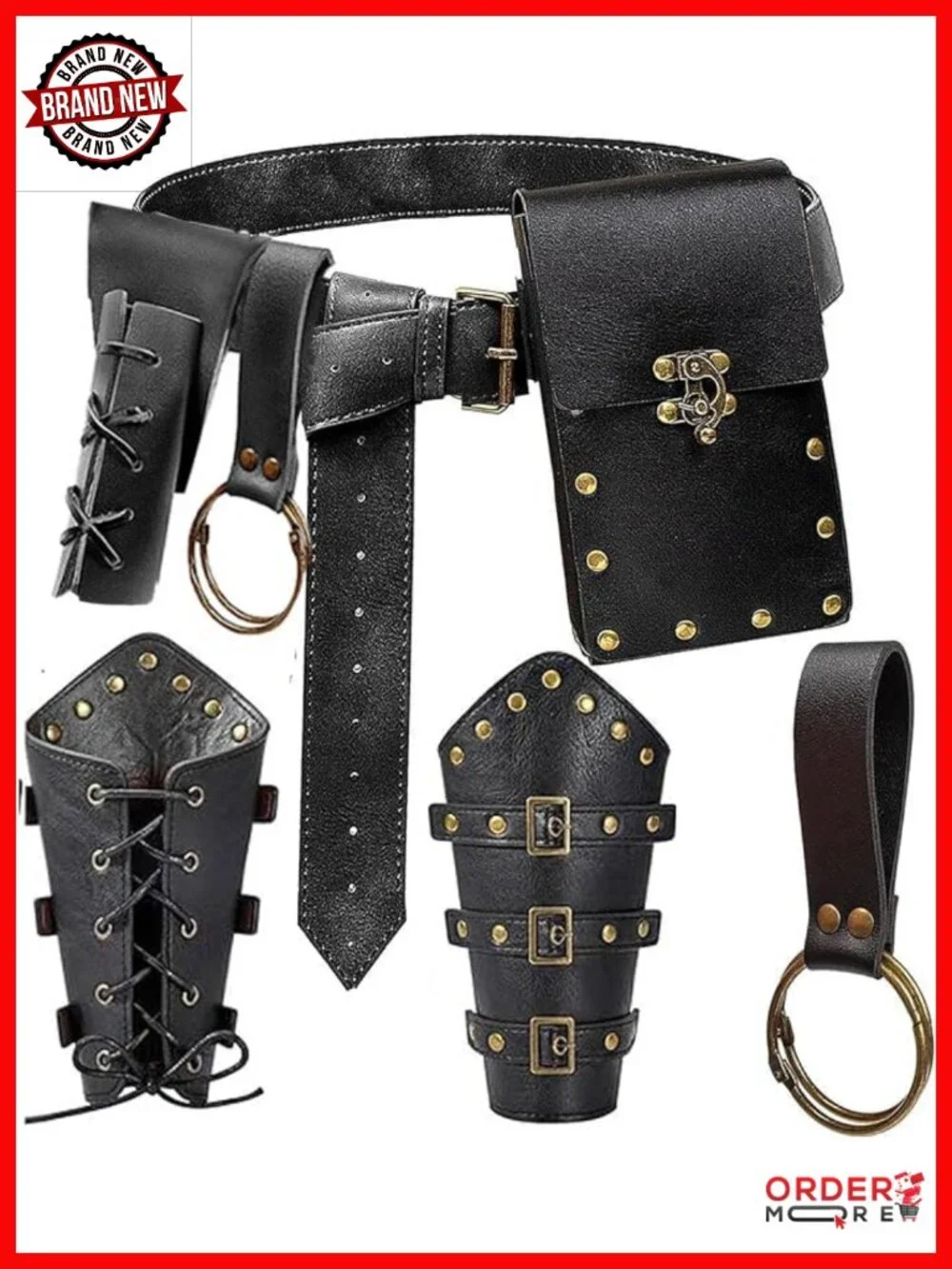 Leather Belt Pouch Purse Viking Bracers Hook Medieval Renaissance Costume